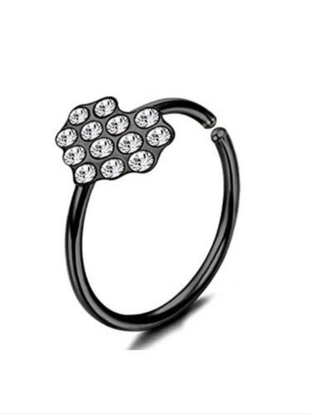 Nose Ring Hoop With Heart Accent